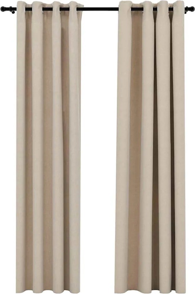 vidaXL Perdele opace, aspect pânză, cu ocheți, 2 buc., bej, 140x245 cm