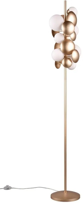Lampadar alb-auriu cu abajur din sticlă (înălțime 155 cm) Bubble – Trio Select