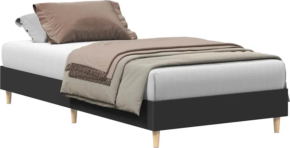vidaXL Cadru de pat fără saltea, negru, 75x190 cm, lemn prelucrat
