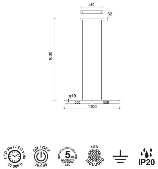 Lustra LED suspendata design modern minimalist TORCH alba