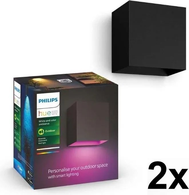 Philips - Set de 2 corpuri de iluminat exterior LED RGBW, reglabile, Hue RESONATE LED/8W/230V IP44