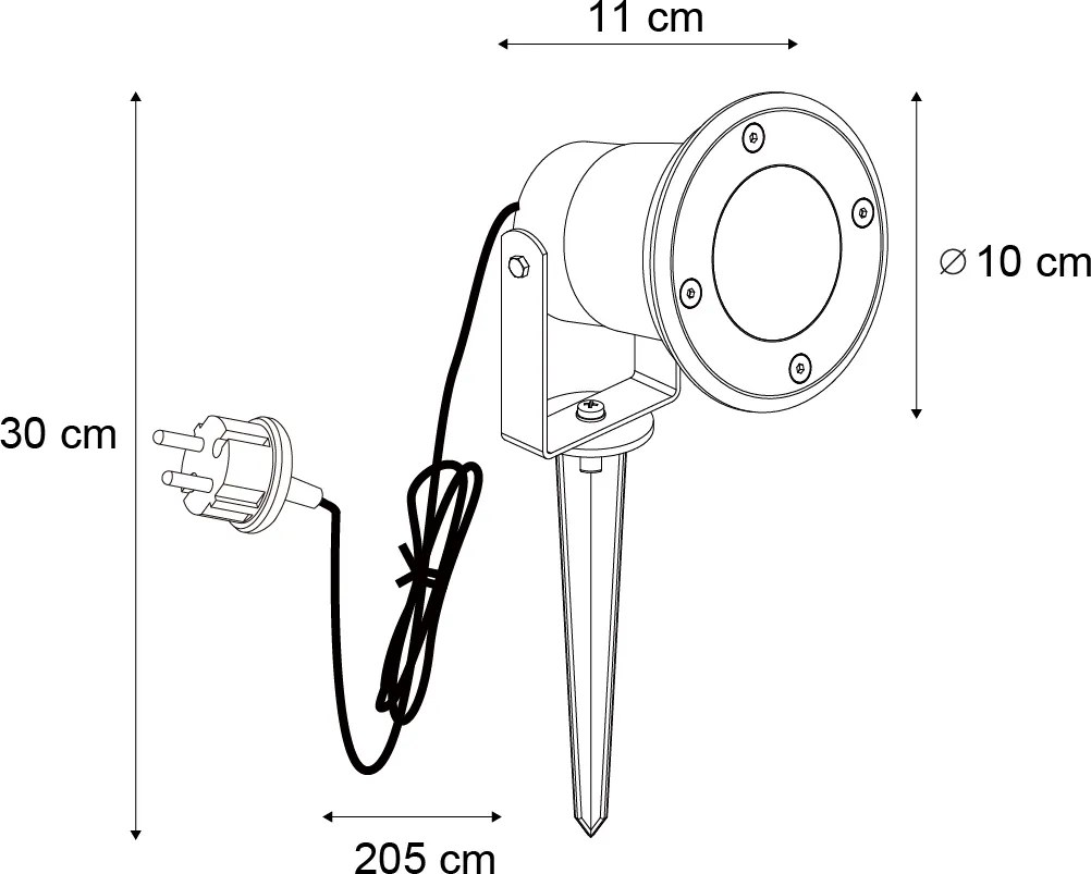 Spot cu țăruș bej GU10 50mm reglabil IP65 cu cablu și ștecher inclus - Basic