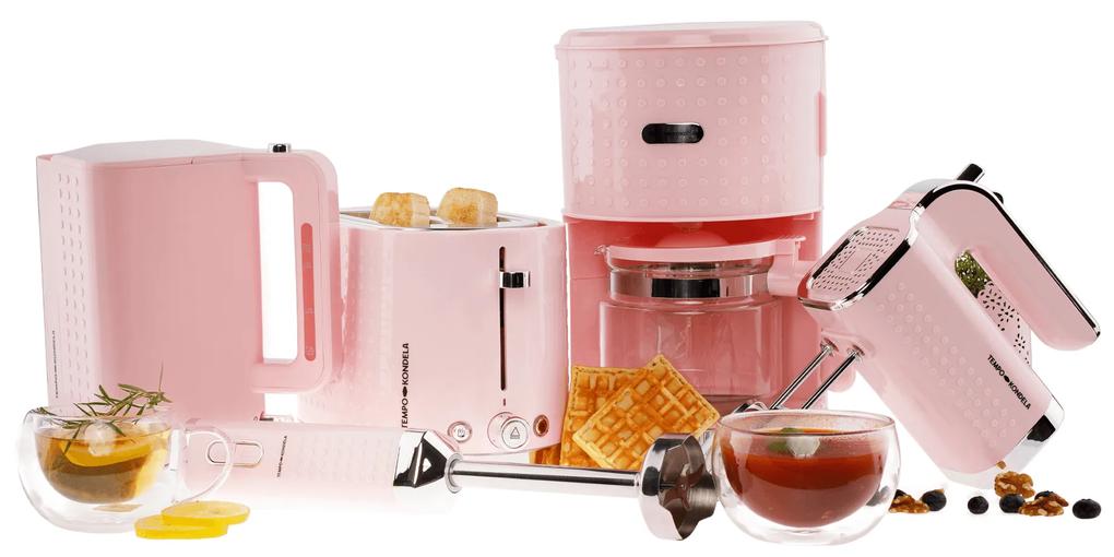 TEMPO-KONDELA DOTS, set electrocasnice de bucătărie, 5 buc., roz