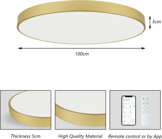 Brilagi - Corp LED dimabil POOL SMART, 128W, 230V, 100 cm, auriu, Wi-Fi Tuya + telecomandă