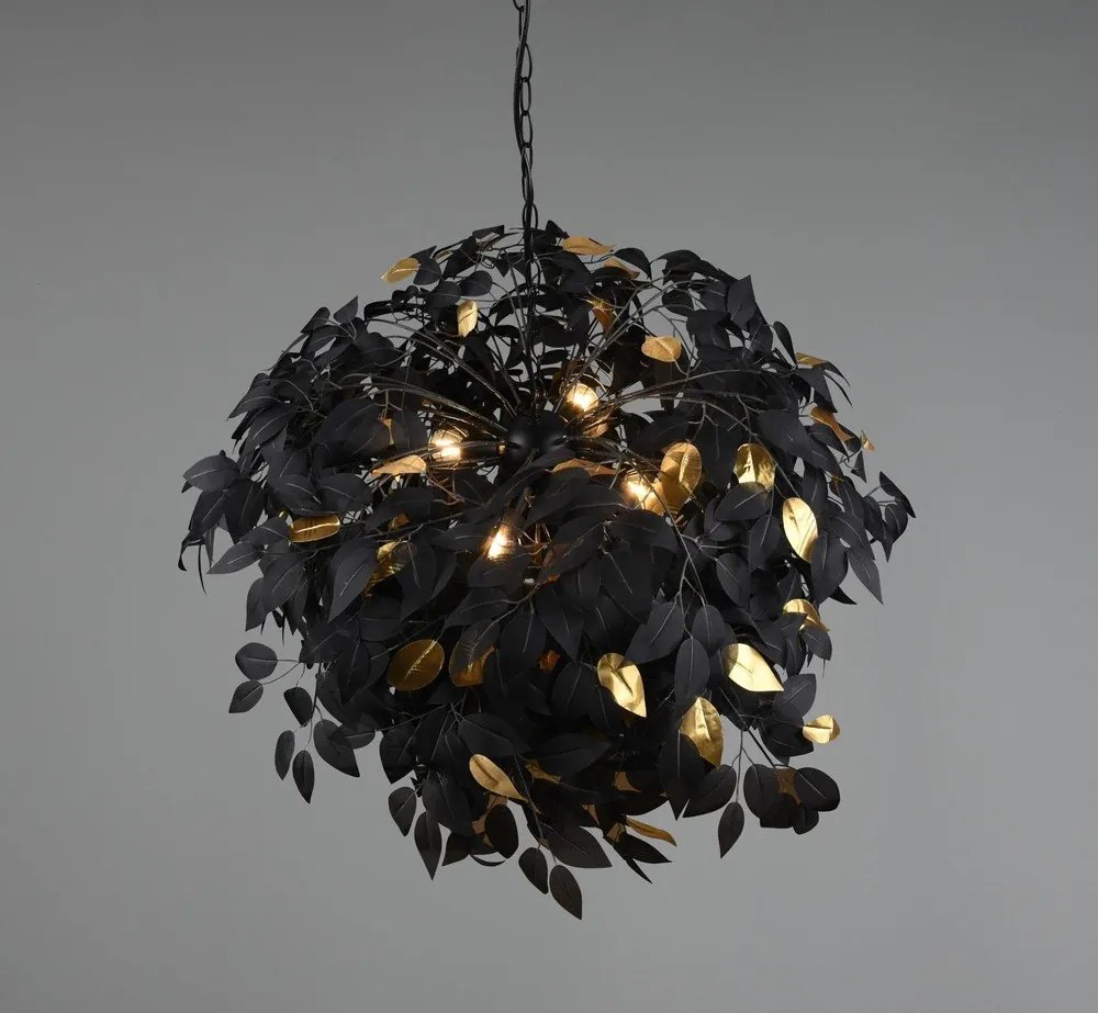 Lustră neagră din metal cu abajur din plastic ø 70 cm Leavy – Reality