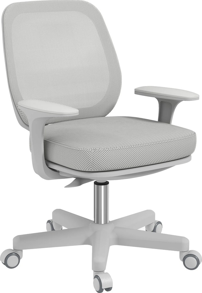 Vinsetto Scaun de Birou Rabatabil cu Inaltime Reglabila, Scaun Ergonomic si Tesatura Respirabila cu 5 Roti 55x48x82.5-94.5 cm, Gri