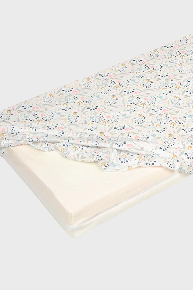 Cearşaf elastic din bumbac pentru pătuţ de copii Flowers multicolor