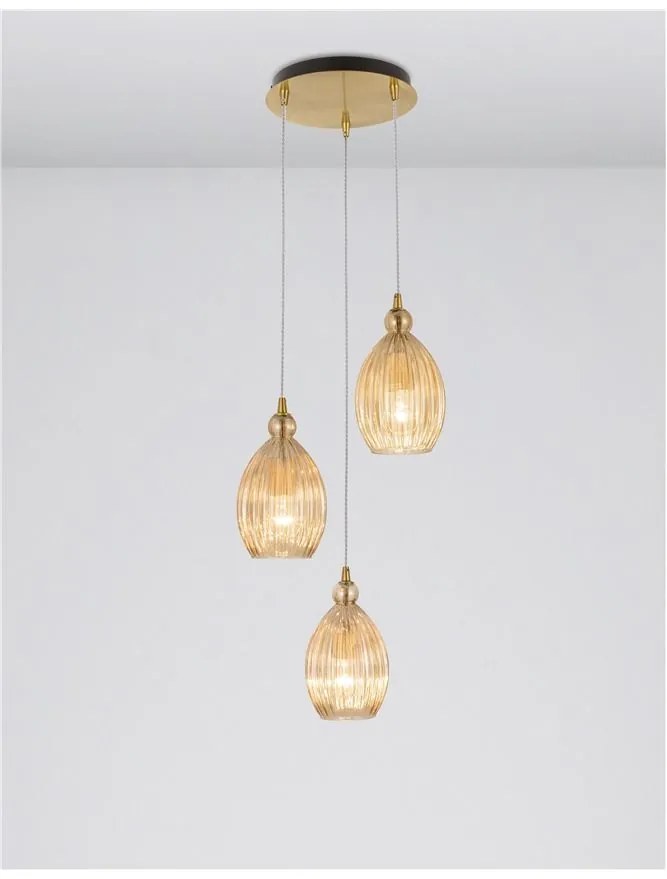 Lustra cu 3 pendule design modern LINGUA champagne NVL-9988382