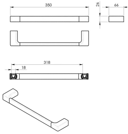 Suport de perete pentru prosoape Gedy PIRENEI 6,6x35 cm crom lucios