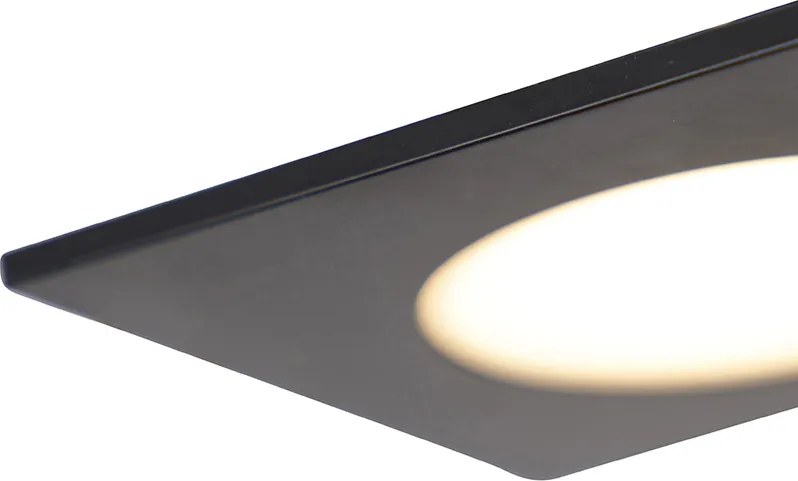 Set de 6 spoturi încastrate moderne negre, inclusiv LED, cu 3 trepte de intensitate luminoasă, IP65 - Simply