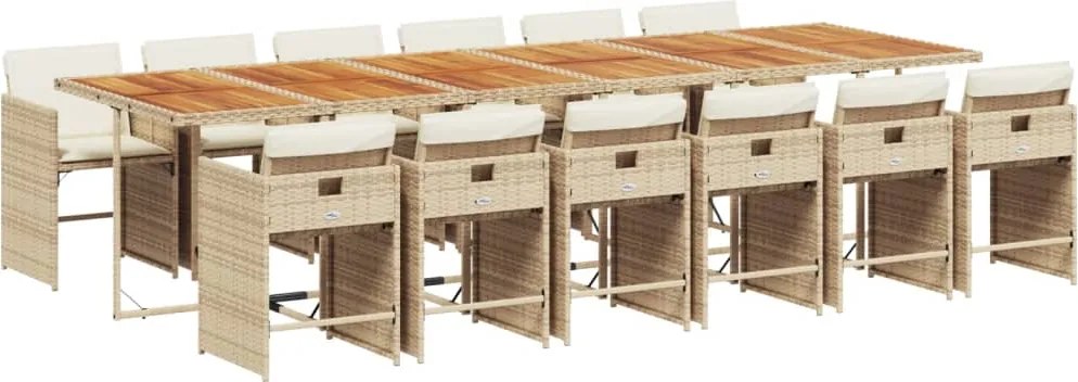 vidaXL Set mobilier de grădină cu perne, 13 piese, bej, poliratan