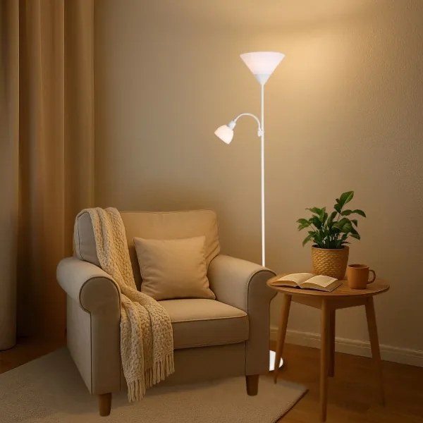 Brilagi - Lampadar ARIANA 1xE27/100W/230V + 1xE14/25W alb