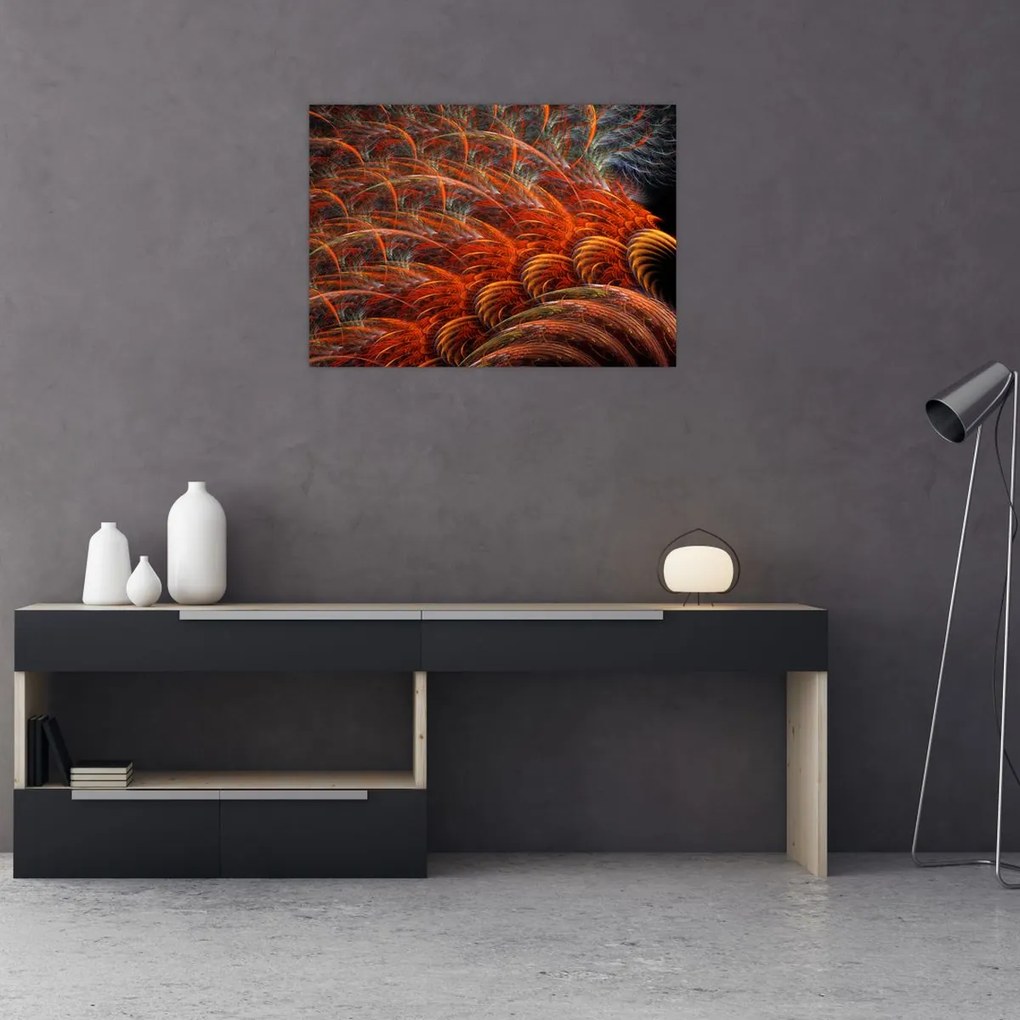Tablou pe sticlă - Pene de imitație abstractă (70x50 cm)