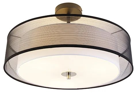Plafoniera moderna neagra cu alb 50cm 3 lumini - Drum Duo
