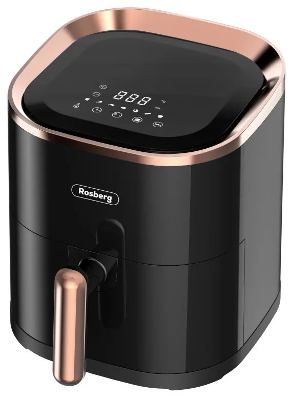 Friteuza cu aer cald AirFryer Rosberg R51980Z, 1200W, 3.5 L, 7 programe, Timer, Negru/Auriu