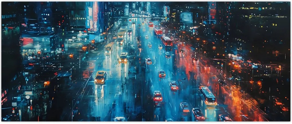 Tablou - Oraș mare, pictură în ulei (120x50 cm)