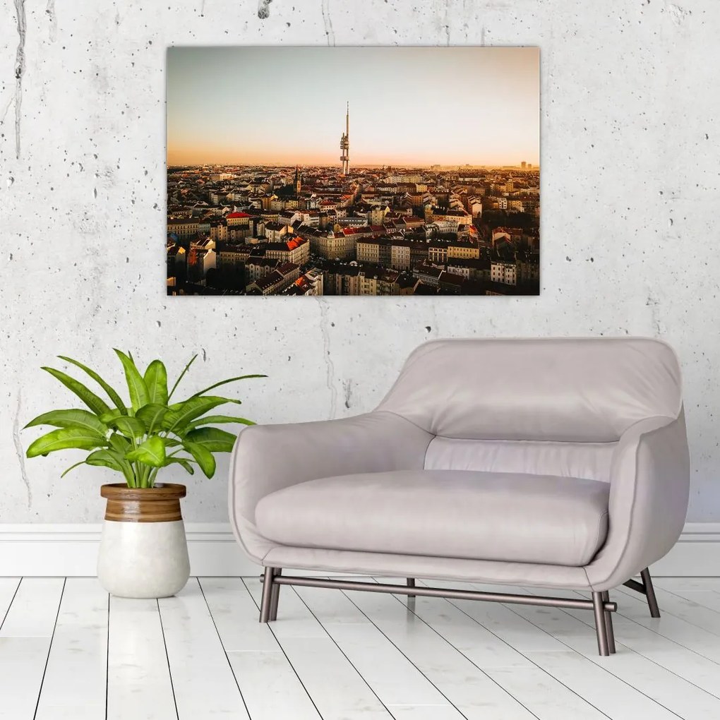 Tablou apusului de soare deasupra orașului Zizkov (90x60 cm)