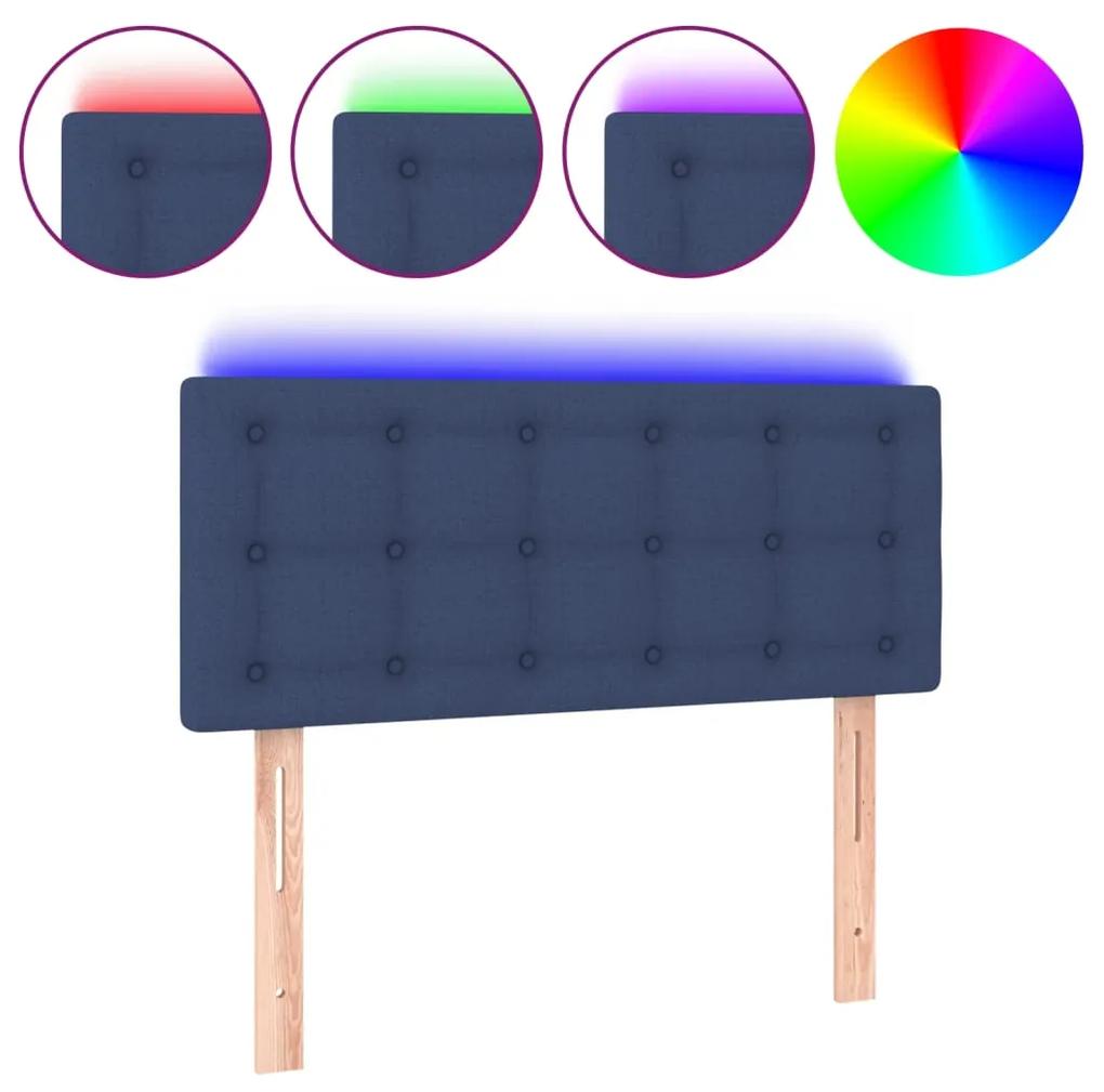 3122034 vidaXL Tăblie de pat cu LED, albastru, 90x5x78/88 cm, textil