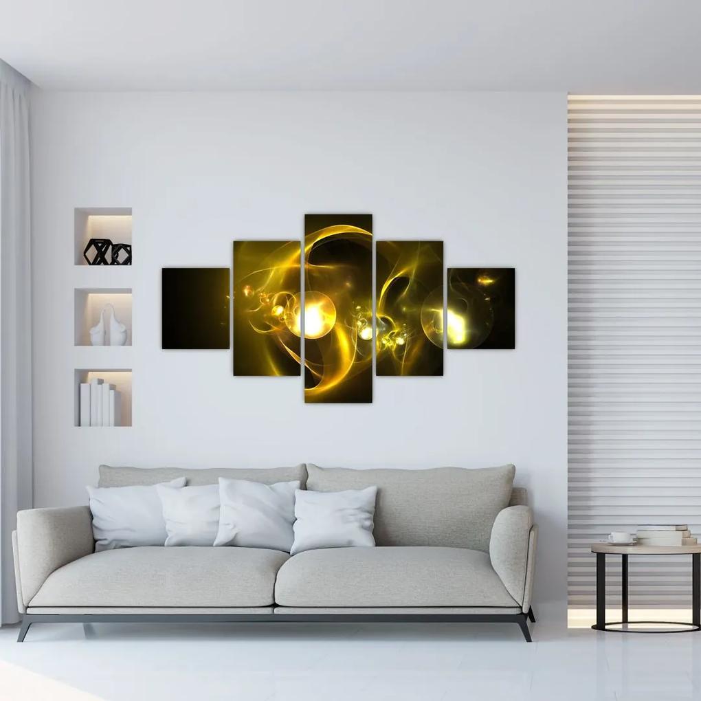 Tablou abstract cu bile galbene (125x70 cm), în 40 de alte dimensiuni noi