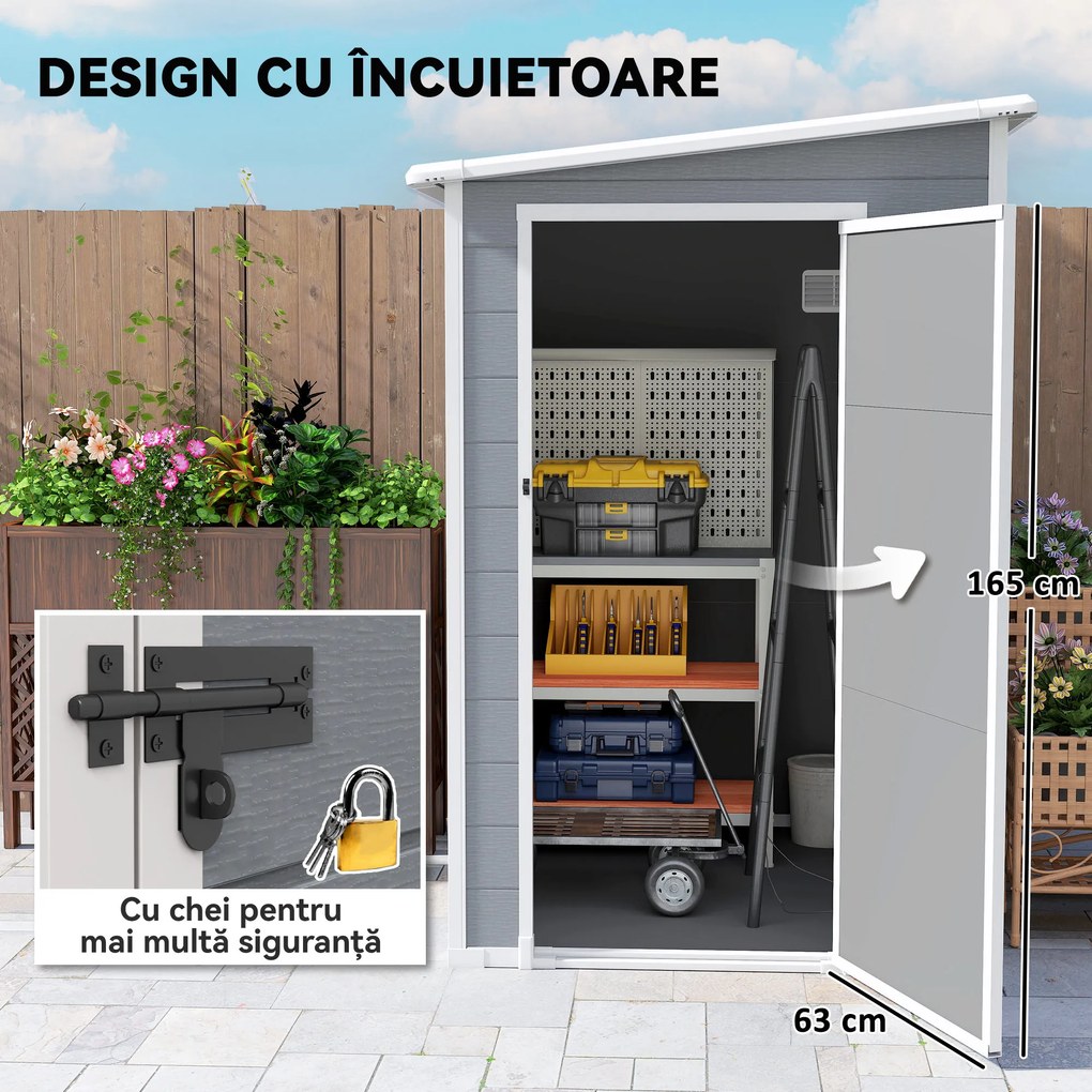 Outsunny Magazie din metal pentru gradina, Gri