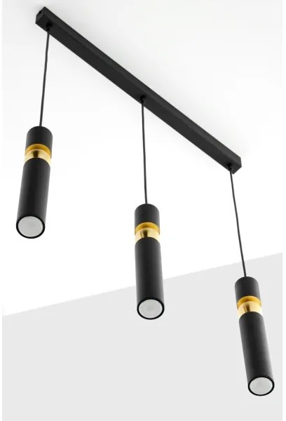 Lustră pe cablu Jupiter 2004 ALAS 3xGU10/10W/230V negru/auriu