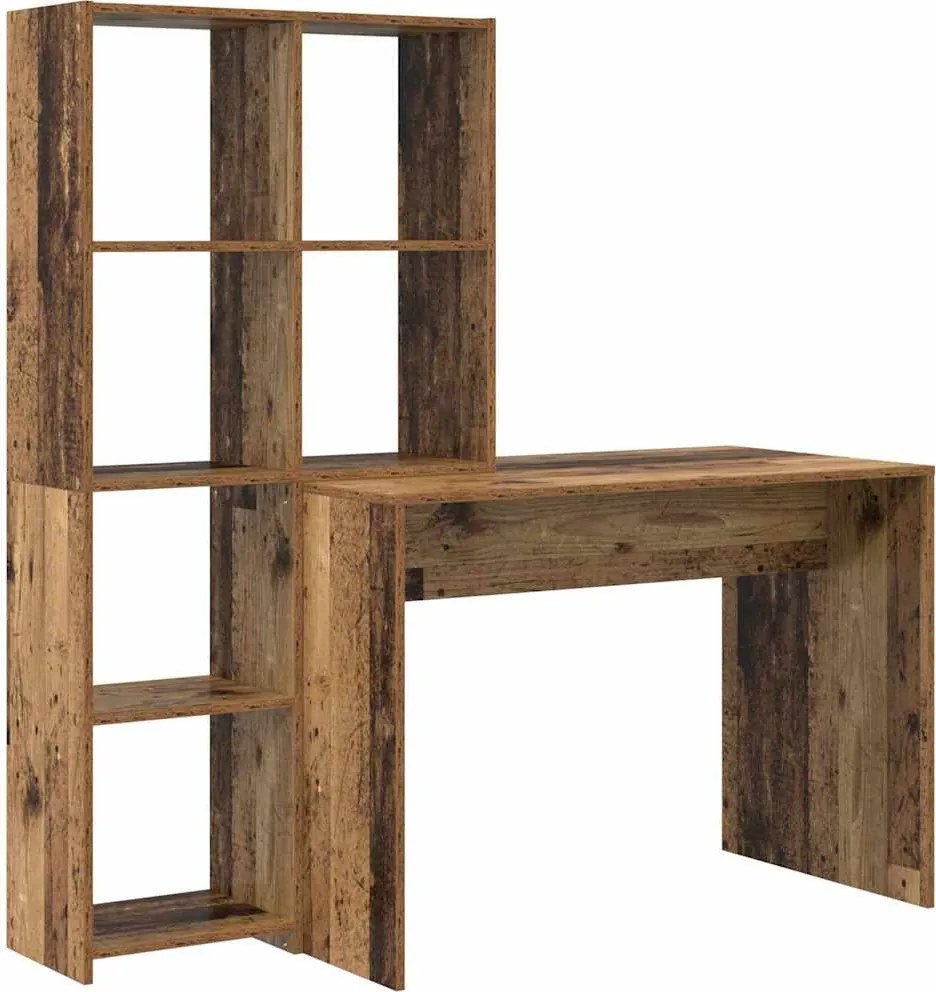 vidaXL Birou cu raft Lemn Vechi 138,5 x 55 x 143 cm Lemn compozit