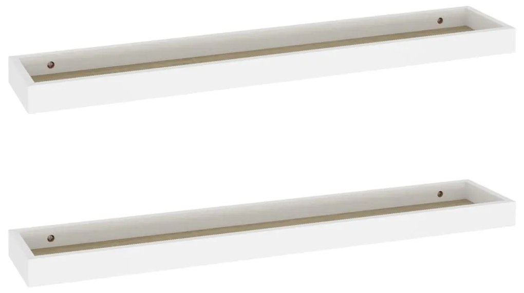 330235 vidaXL Rafturi de perete Loggia, 2 buc., alb și stejar, 80x15x4 cm MDF