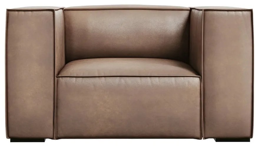 Fotoliu maro deschis cu tapițerie din piele Madame – Windsor & Co Sofas