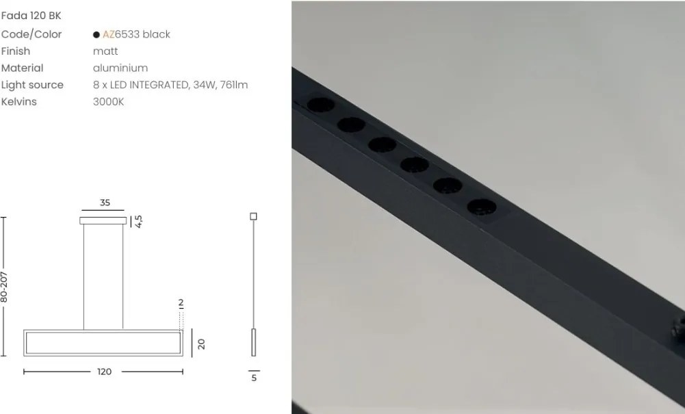 Lustra liniara LED FADA 120 negru