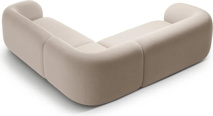 Colțar bej cu tapițerie din catifea Kate – Micadoni