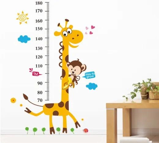 Autocolant de perete "Metru pentru copii - Girafa" 100x180 cm