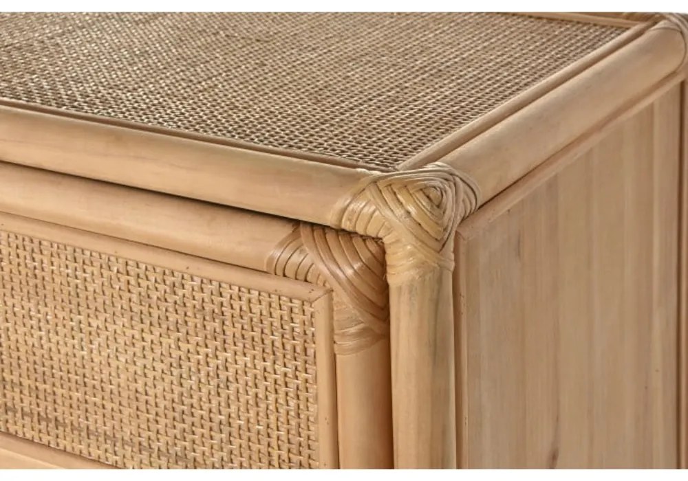 Bufet natur din lemn masiv si rattan, Cajon