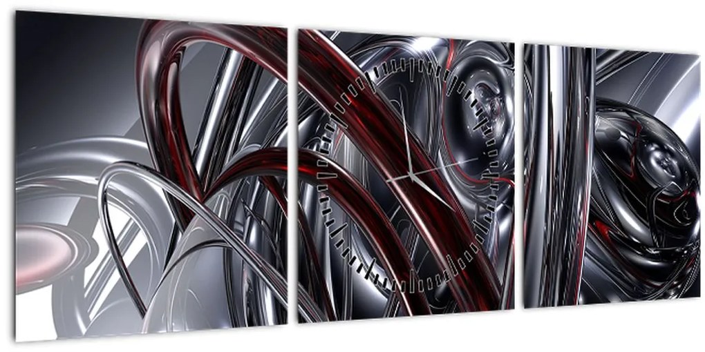 Tabloul cu abstracție în gri (cu ceas) (90x30 cm)