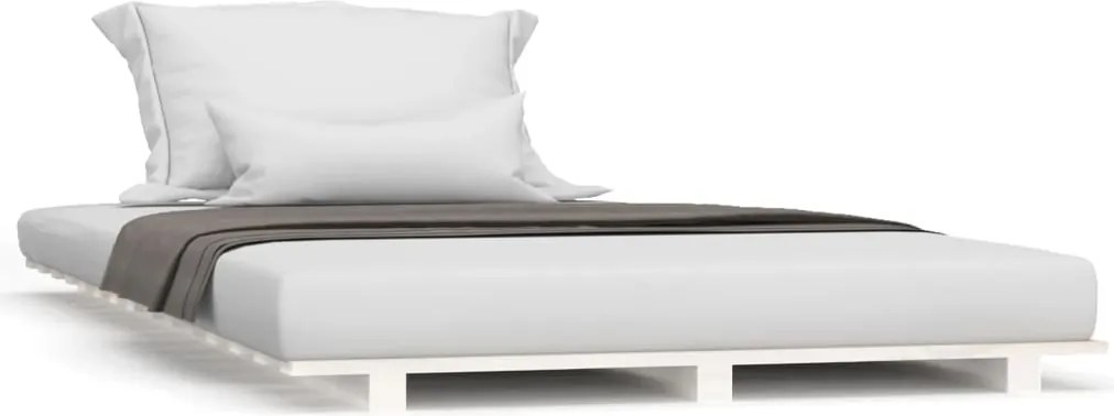 vidaXL Cadru de pat, alb, 90x190 cm, lemn masiv de pin
