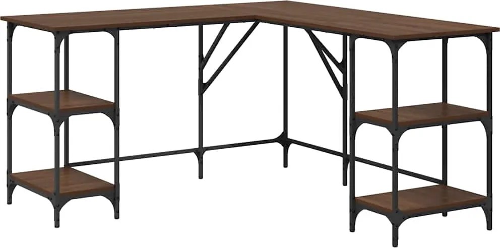 vidaXL Birou, stejar maro, 139x139x75 cm, lemn prelucrat