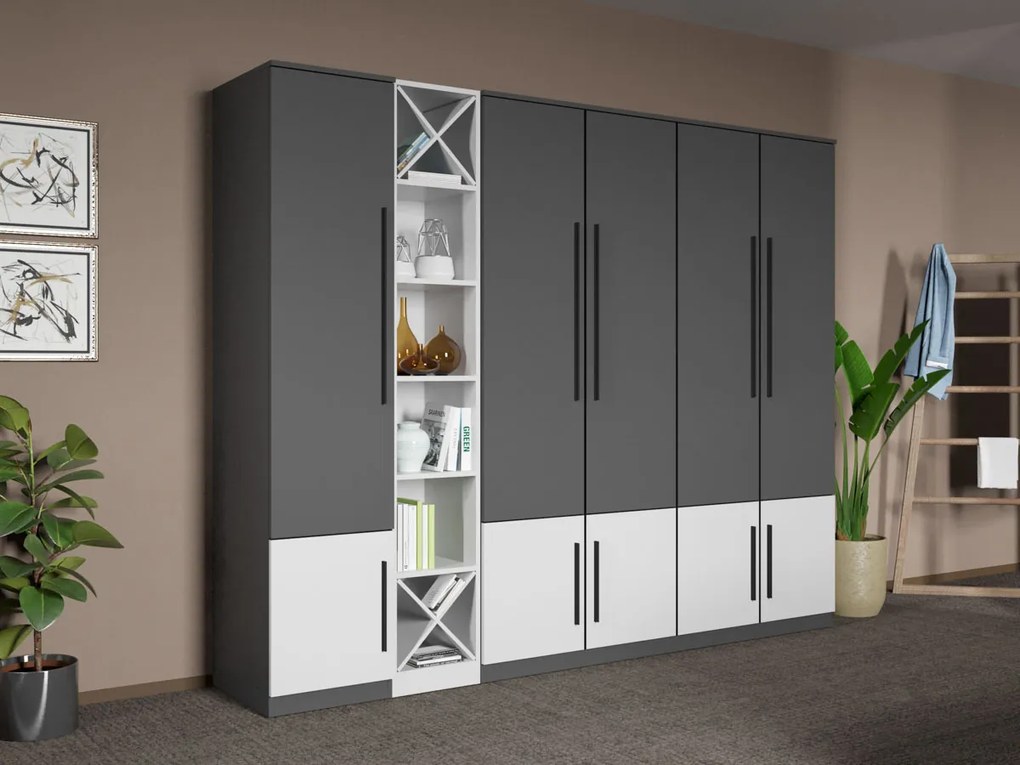Set mobila dormitor 4 piese Gri/Alb Shape C12