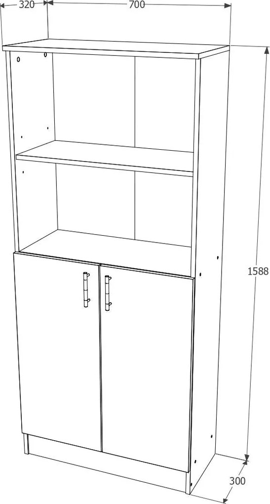Biblioteca Flint, cu Usi Inferioare si O Polita, Stejar Bronz, 70 x 32 x 159 cm