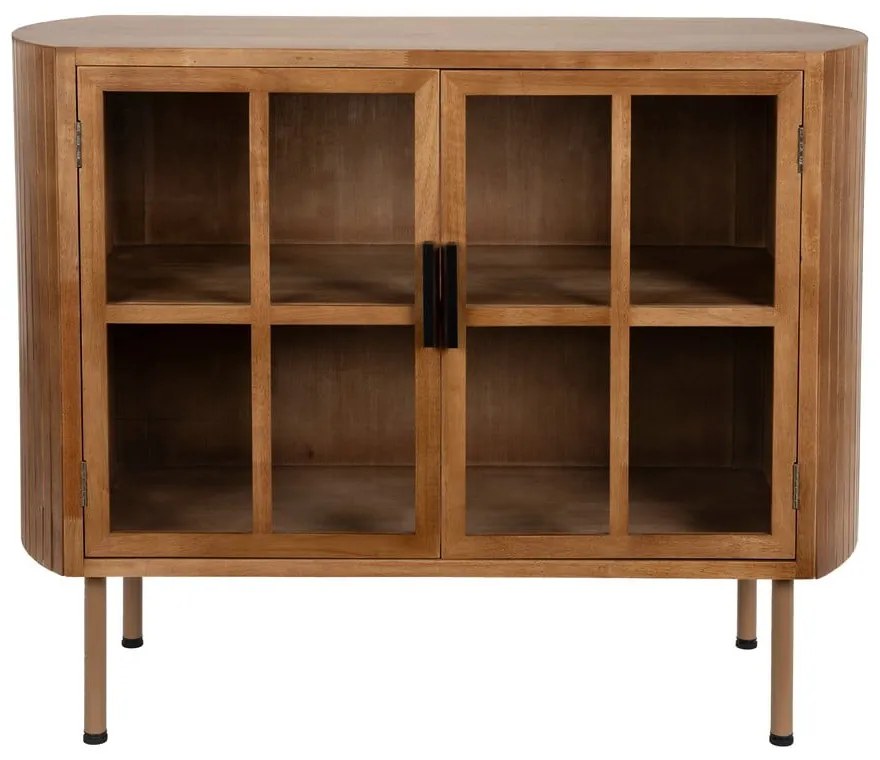 Vitrină în culoare naturală din lemn de arbore de cauciuc 100x80x38 cm Yaz – White Label