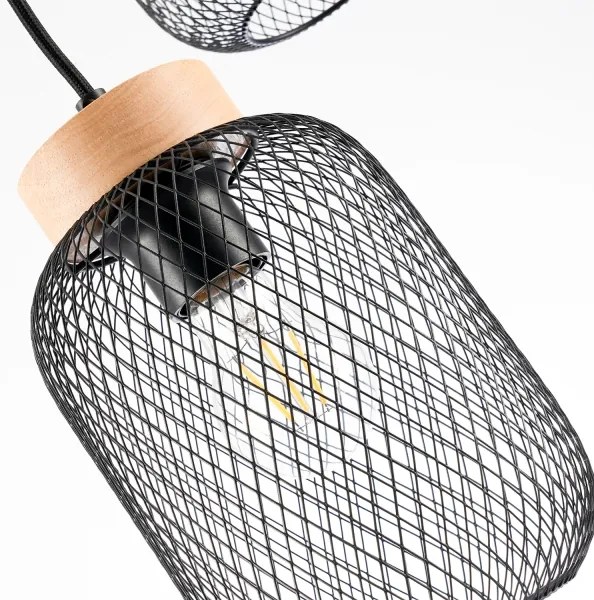 Brilagi - Lustra suspendată pe cablu BASKLITE 3xE27/15W/230V, lemn de cauciuc/negru