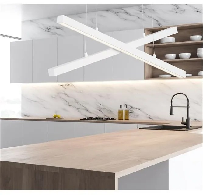 Lustra LED suspendata design modern X-LINE alba