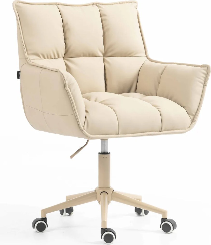 HR560K Scaun Crem Piele Ecologica Premium Soft cu Bază Crem