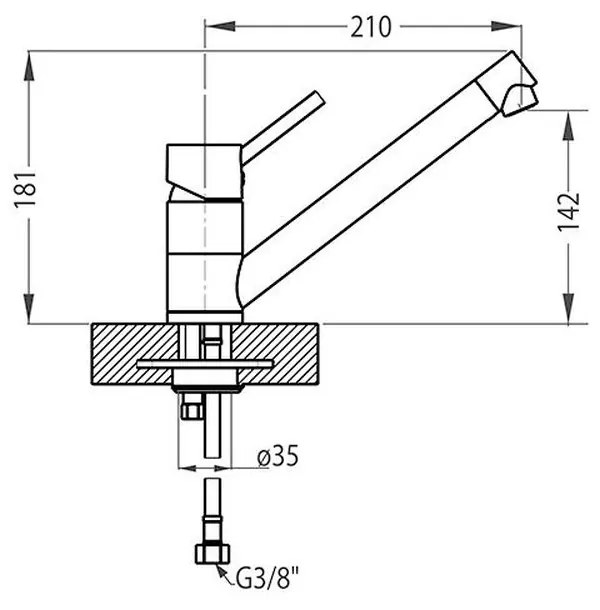 Baterie pentru chiuveta bucatarie alb mat Alveus AM 110 Alb mat/Crom lucios