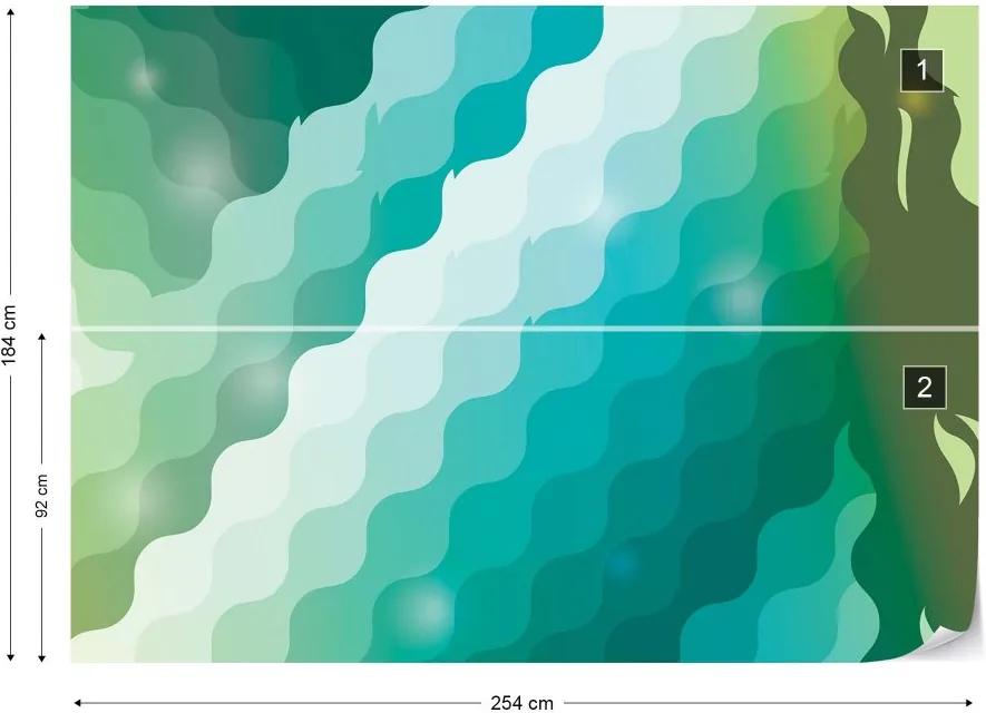 GLIX Fototapet - Abstract Modern Green And Blue Pattern Vliesová tapeta  - 254x184 cm