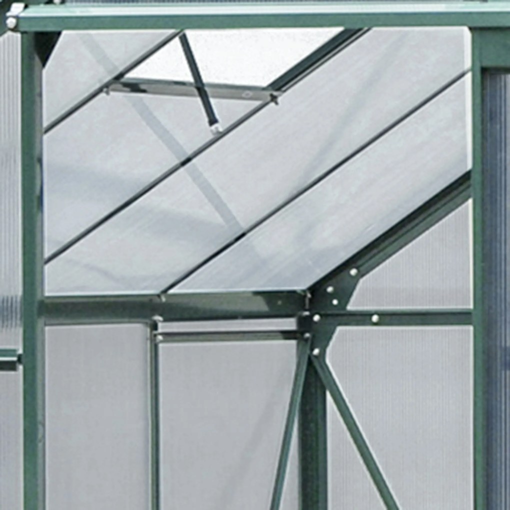Outsunny Seră de Grădină cu Bază, Fereastră, Ușă Glisantă și Structură din Aluminiu, 190x252x201 cm, Verde Închis | Aosom Romania