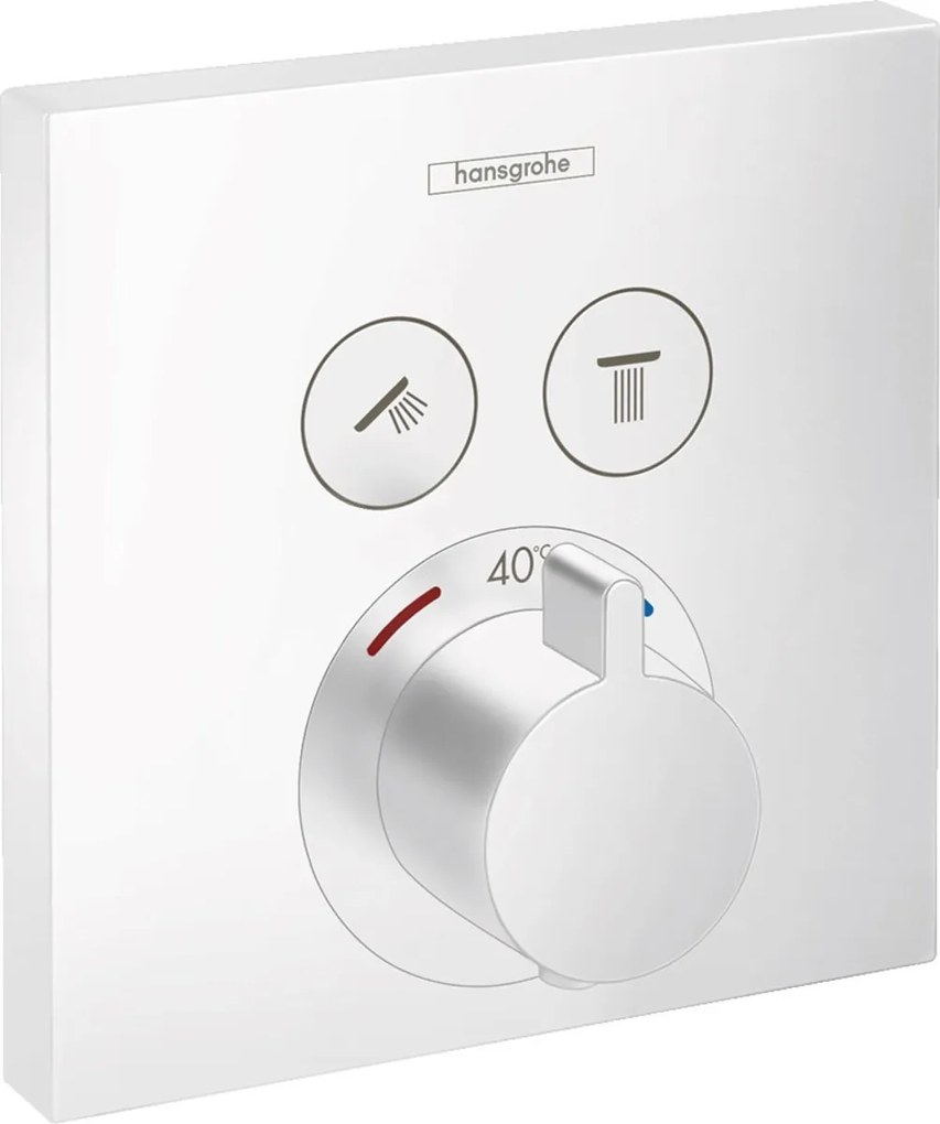 Baterie dus termostatata Hansgrohe Shower Select cu montaj incastrat si 2 iesiri, alb mat - 15763700