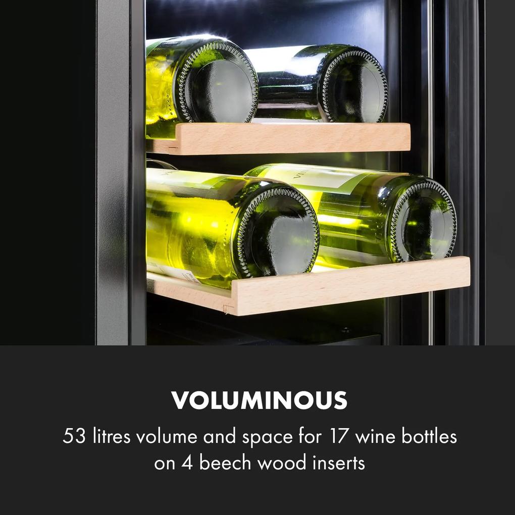 Vinovilla 17 Built-in Duo Onyx Edition, vinotecă cu două zone, 53 l, 17 sticle, ușă din sticlă în 3 culori