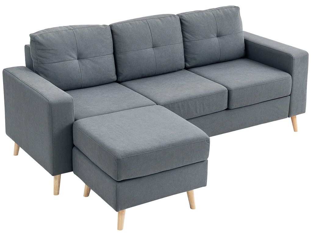 HOMCOM Canapea dreapta 3 locuri și taburet modular cu brațe design scandinav 193 x 136 x 85 cm gri antracit | Aosom Romania