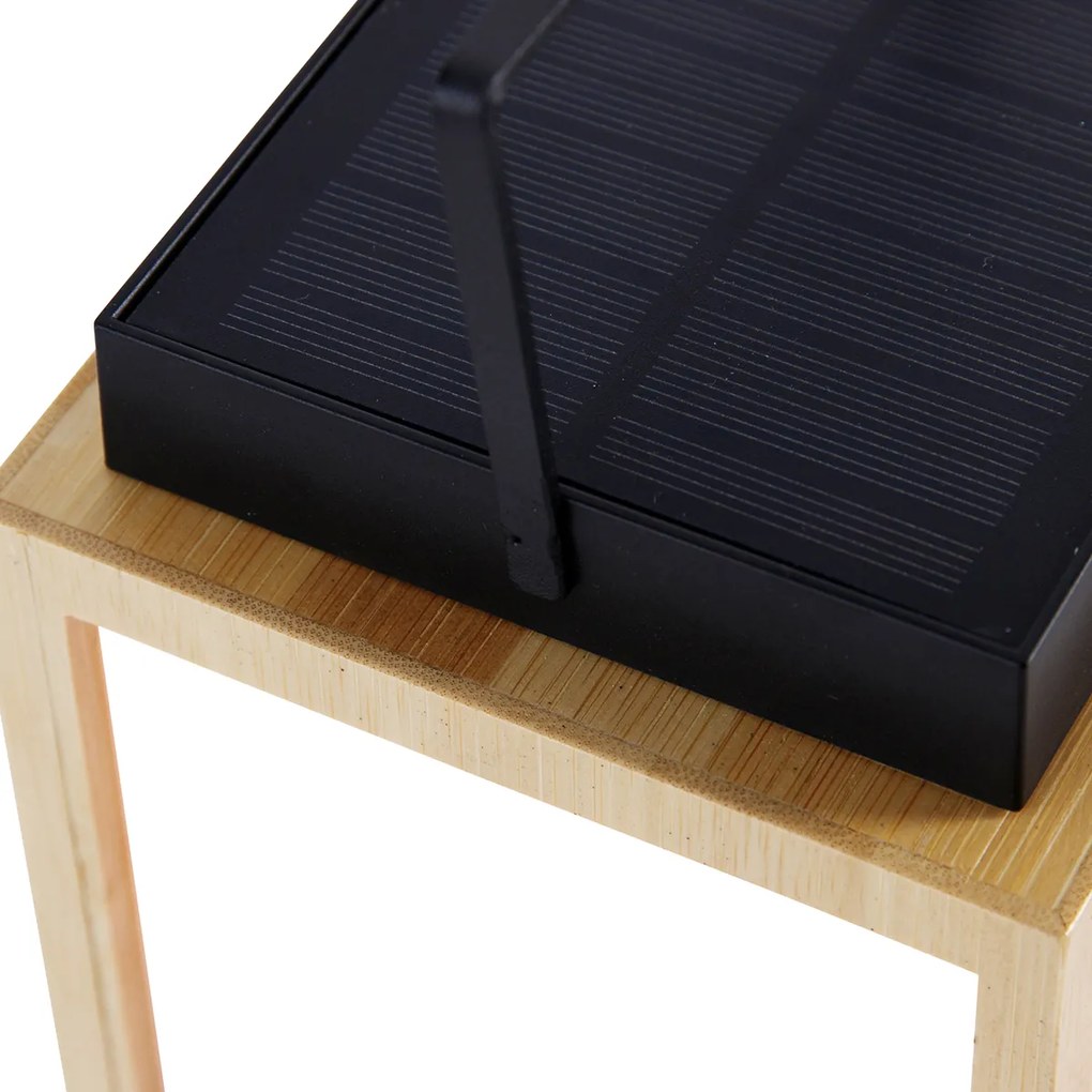 Lampă de masă din bambus cu efect de flacără, inclusiv LED IP44 reîncărcabilă solar - Vega