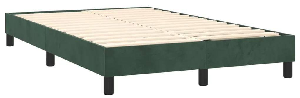 Pat box spring cu saltea, verde inchis, 120x200 cm, catifea Verde inchis, 120 x 200 cm, Nasturi de tapiterie