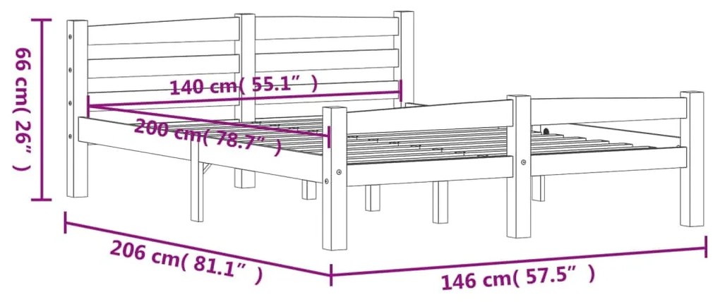 Cadru de pat cu 2 sertare, gri inchis, 140x200 cm, lemn de pin Morke gra, 140 x 200 cm, 2 Sertare